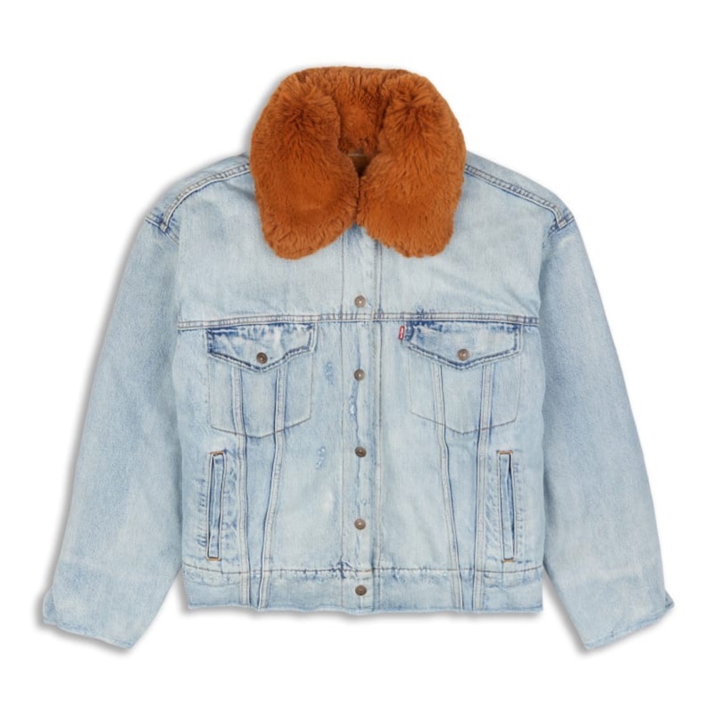 Levi's Light Blue Denim Jacket with Faux Fur Collar